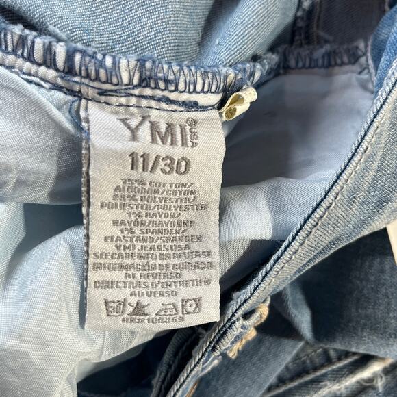 YMI Jeans Womens Size 11/30 Blue Denim High Rise Flare Side Destruction NEW - Picture 9 of 14